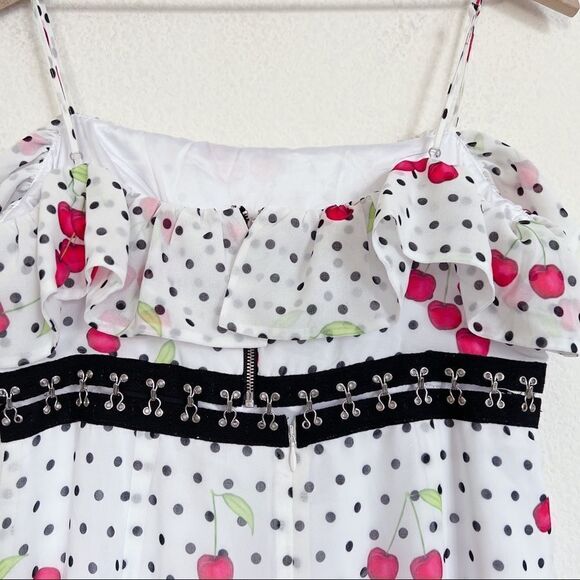 Nbd Black Red White Off Revolve Maraschino Romper/jumpsuit Cherry print size L - Picture 10 of 10